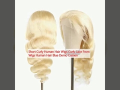 短くカローリした人髪 パイッグ カローリした蕾のフロント パイッグ 人髪 ブルー デモ Comen